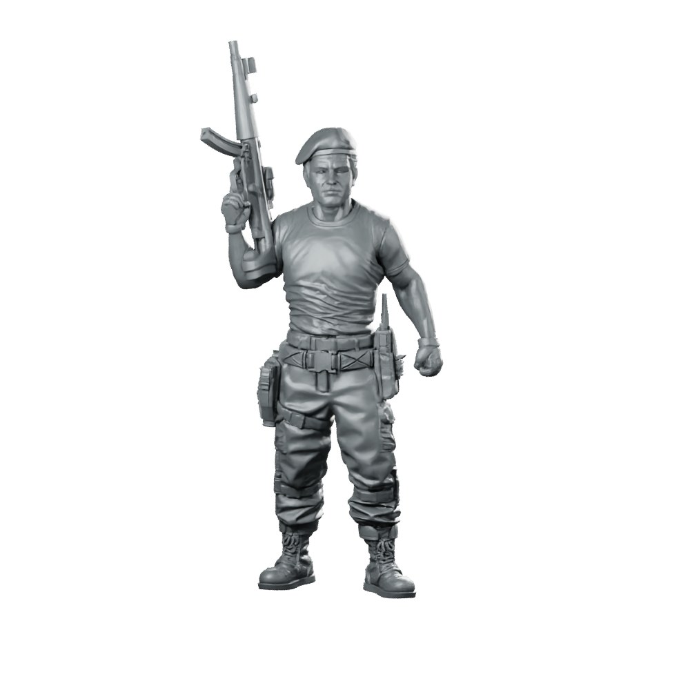 Colonel Ego Miniature Sci-Fi Soldier Beret Gun Miniature 360 Spin 01