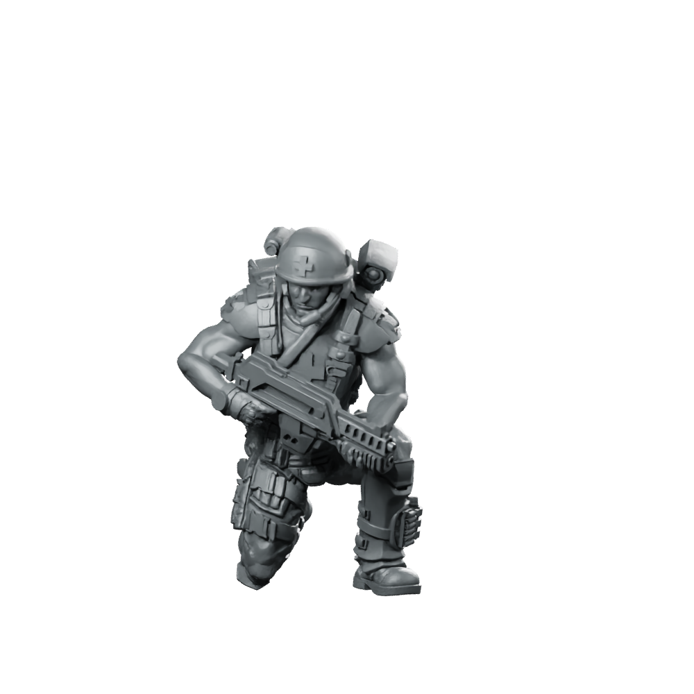 Colonial Medic Alex Webner Miniature Sci-Fi Battlefield Support Miniature 360 Spin 01