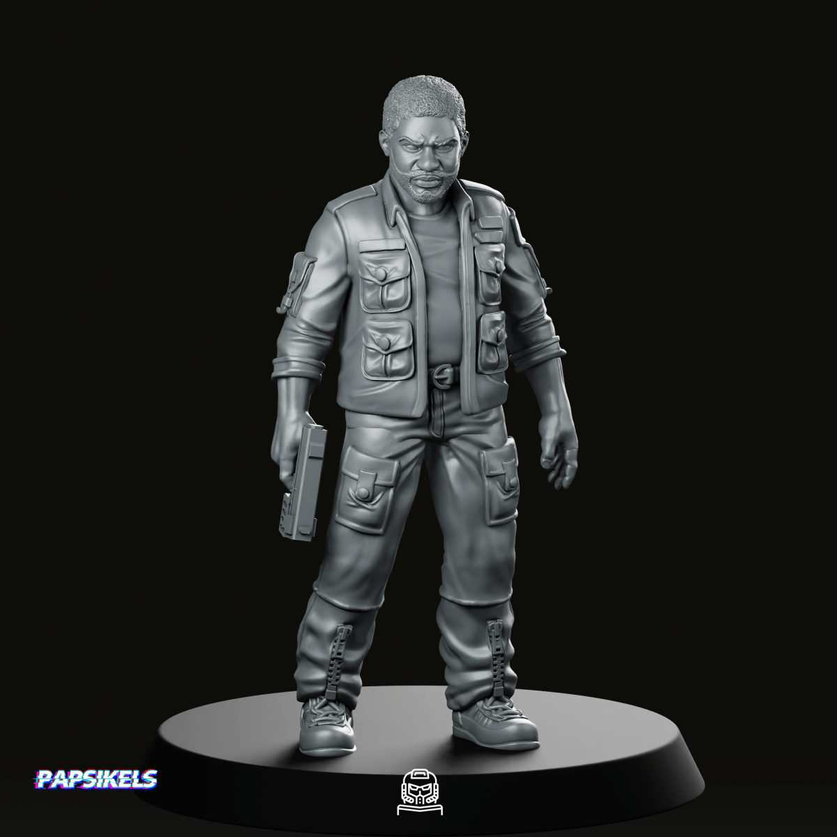 Human Cyborg Chief Security Officer 3 Miniature - Papsikels Miniatures - We Print Miniatures