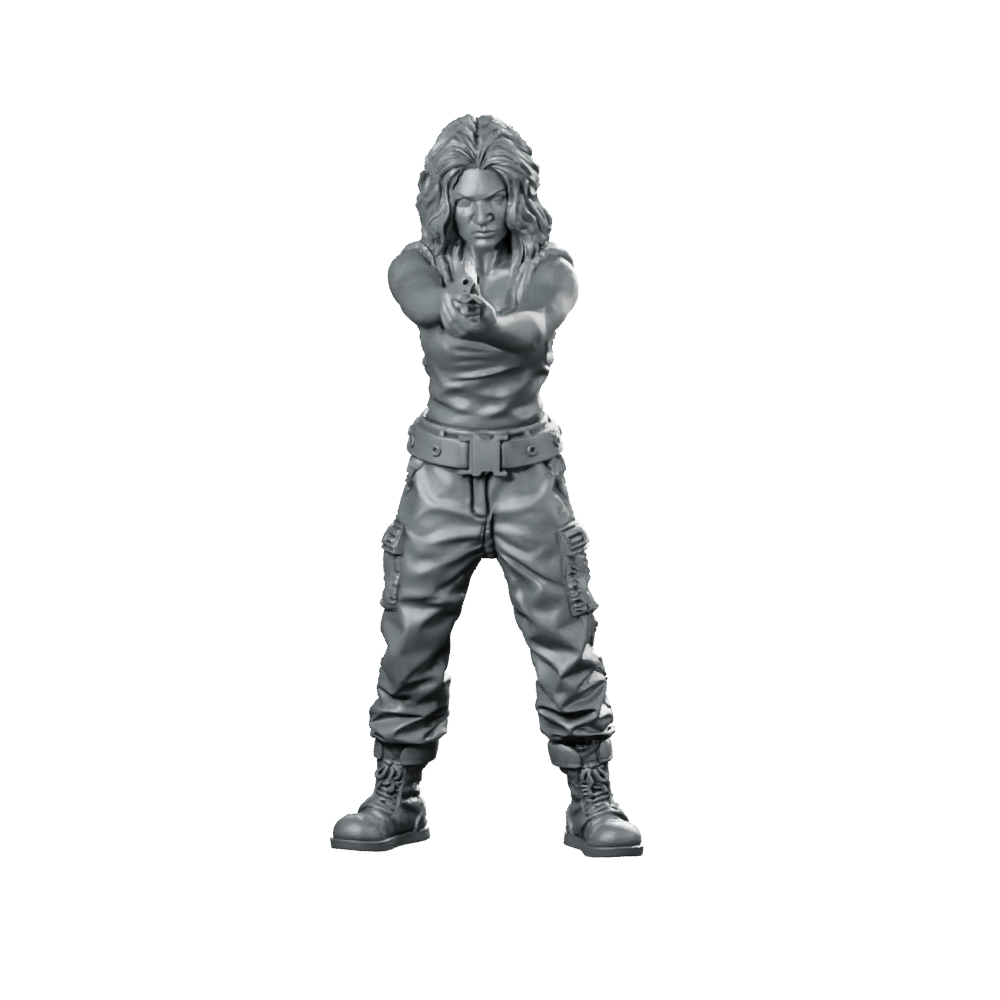 Annie Batun Cyberpunk Miniature Female Pistol Soldier Hero Miniature 360 Spin 01