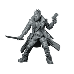 Human Male Street Samurai Winter 2 Miniature Miniature 360 Spin 01