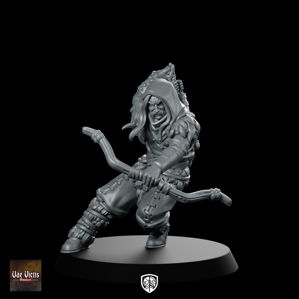 Human Ranger Fantasy Miniature Hooded Archer Bow