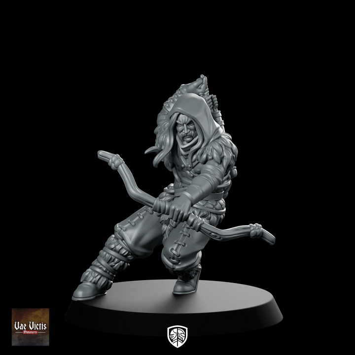 Human Ranger Fantasy Miniature Hooded Archer Bow