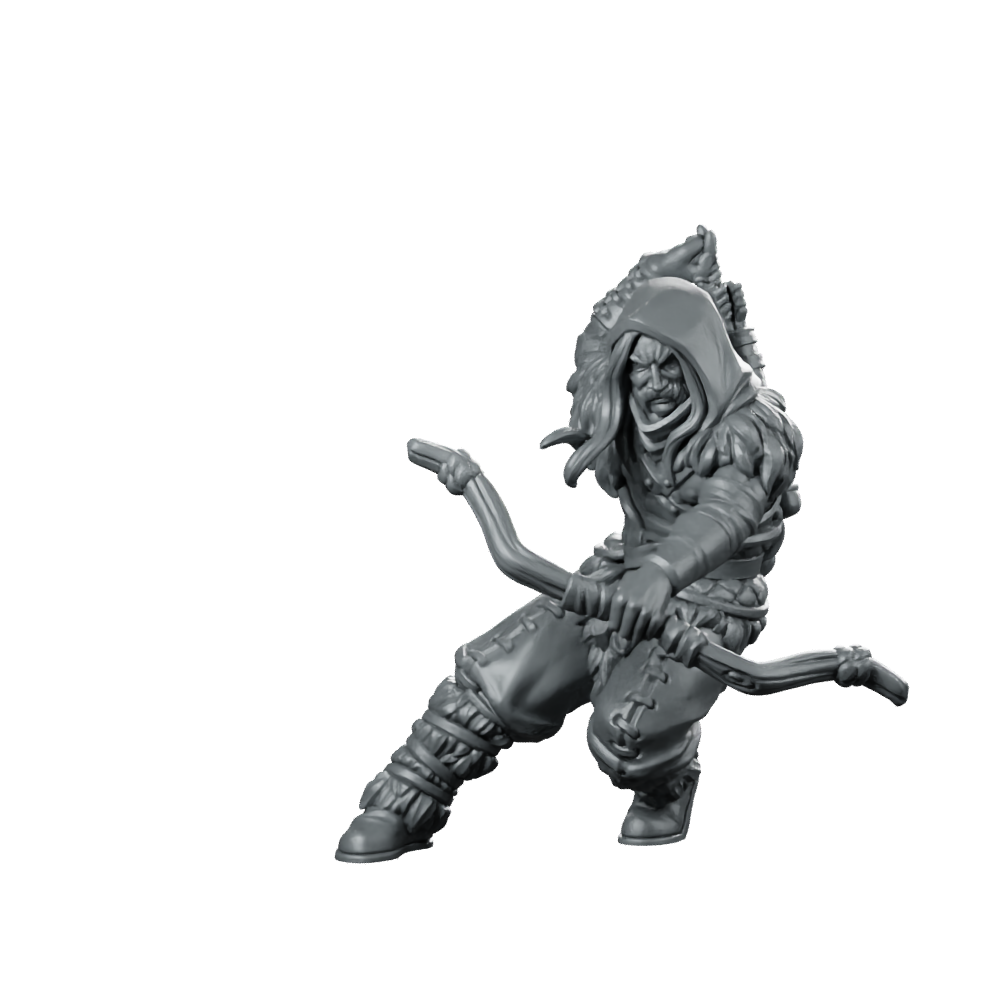Human Ranger Fantasy Miniature Hooded Archer Bow Miniature 360 Spin 01