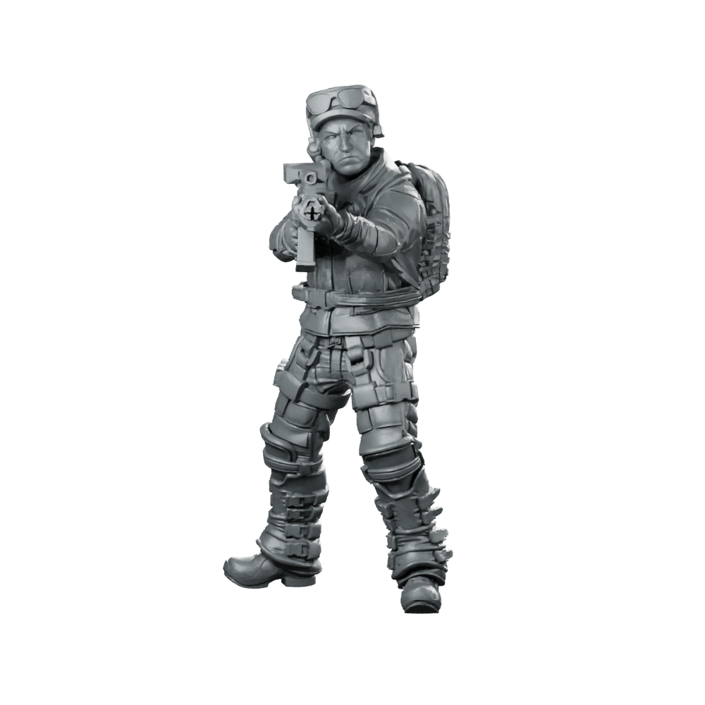 Human Resilience Fighter Kevin Miller Miniature Sci-Fi Soldier Miniature 360 Spin 01