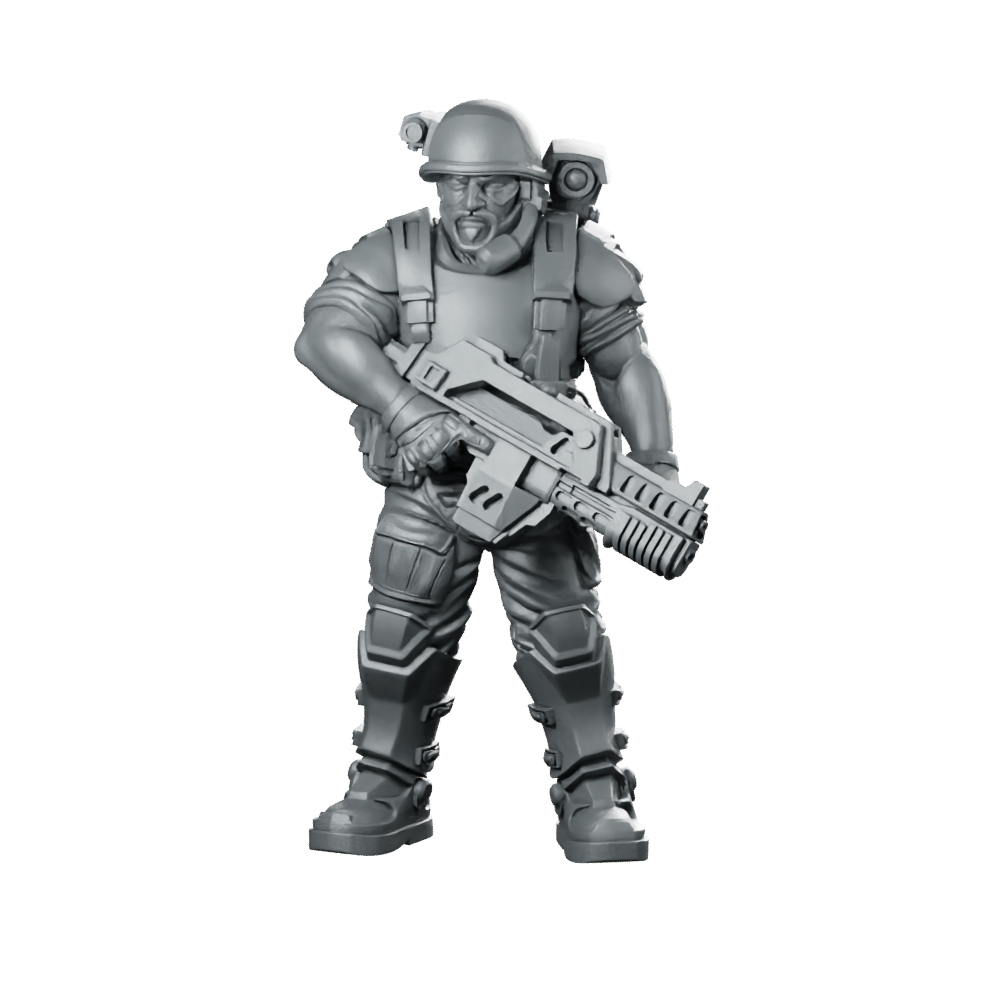 Aliens Captain Ark Marine Miniature Sci-Fi Commander Miniature 360 Spin 01