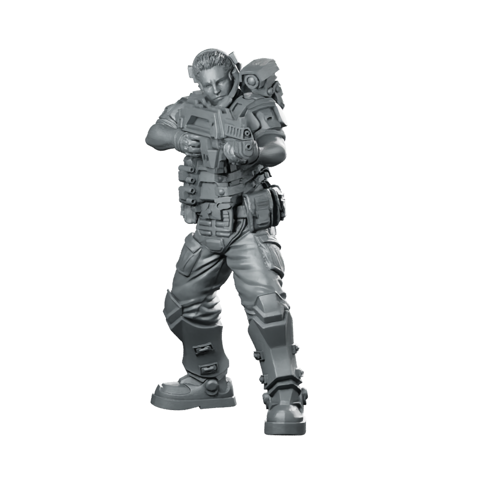 Oji Alkasid Marine Miniature Heavy Armored Sci-Fi Miniature 360 Spin 01