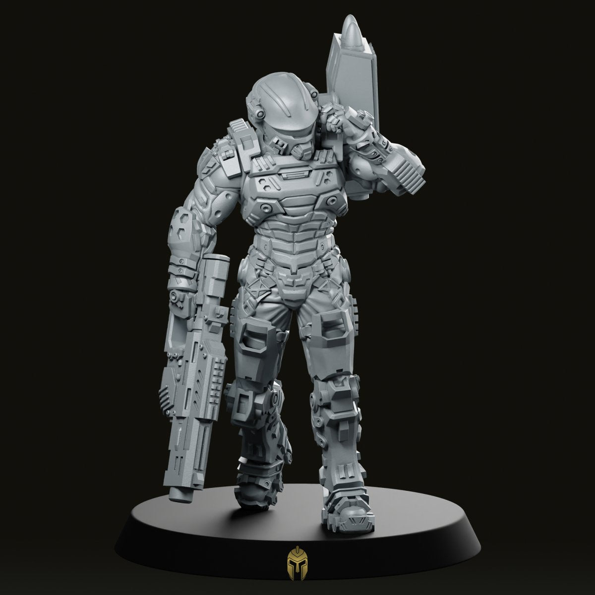 Human Space Military Armoured Nuker A Miniature -Papsikels Miniatures - We Print Miniatures