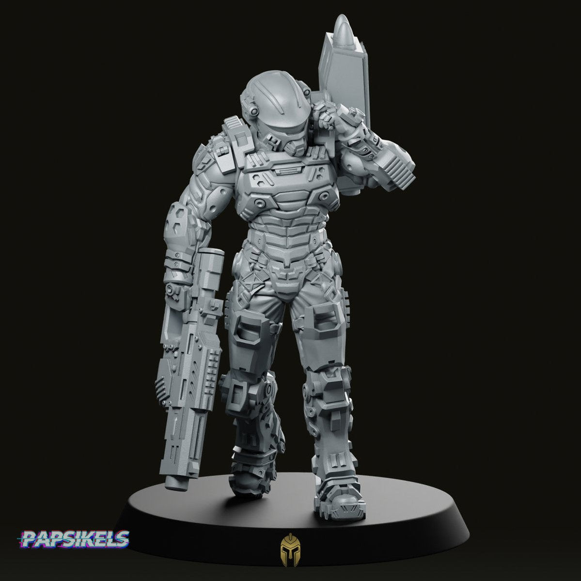 Human Space Military Armoured Nuker A Miniature -Papsikels Miniatures - We Print Miniatures