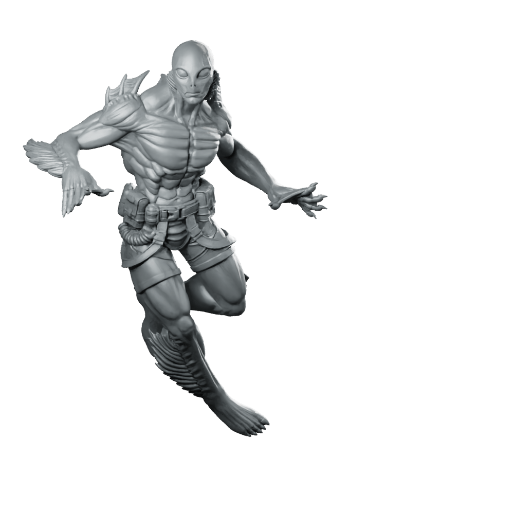 Humanoid Amphibious Man 1 Miniature Sci - Fi Underwater - Papsikels Miniatures - We Print Miniatures