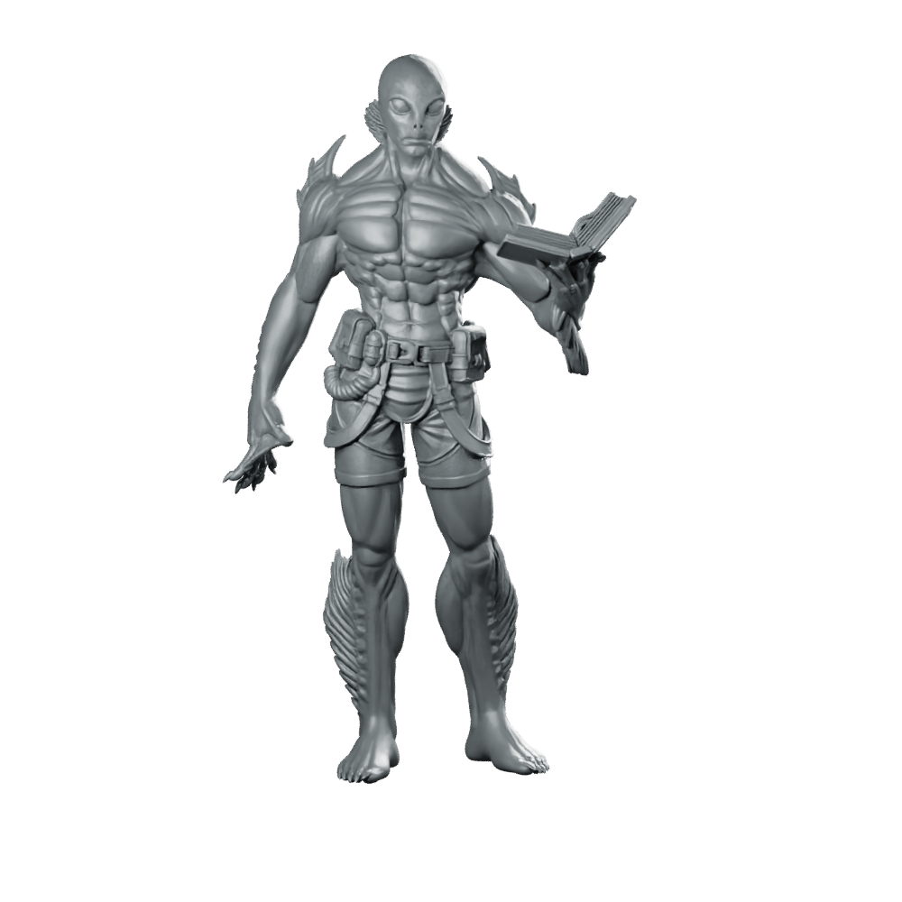 Humanoid Amphibious Man 2 Miniature Alien Guardian - Papsikels Miniatures - We Print Miniatures