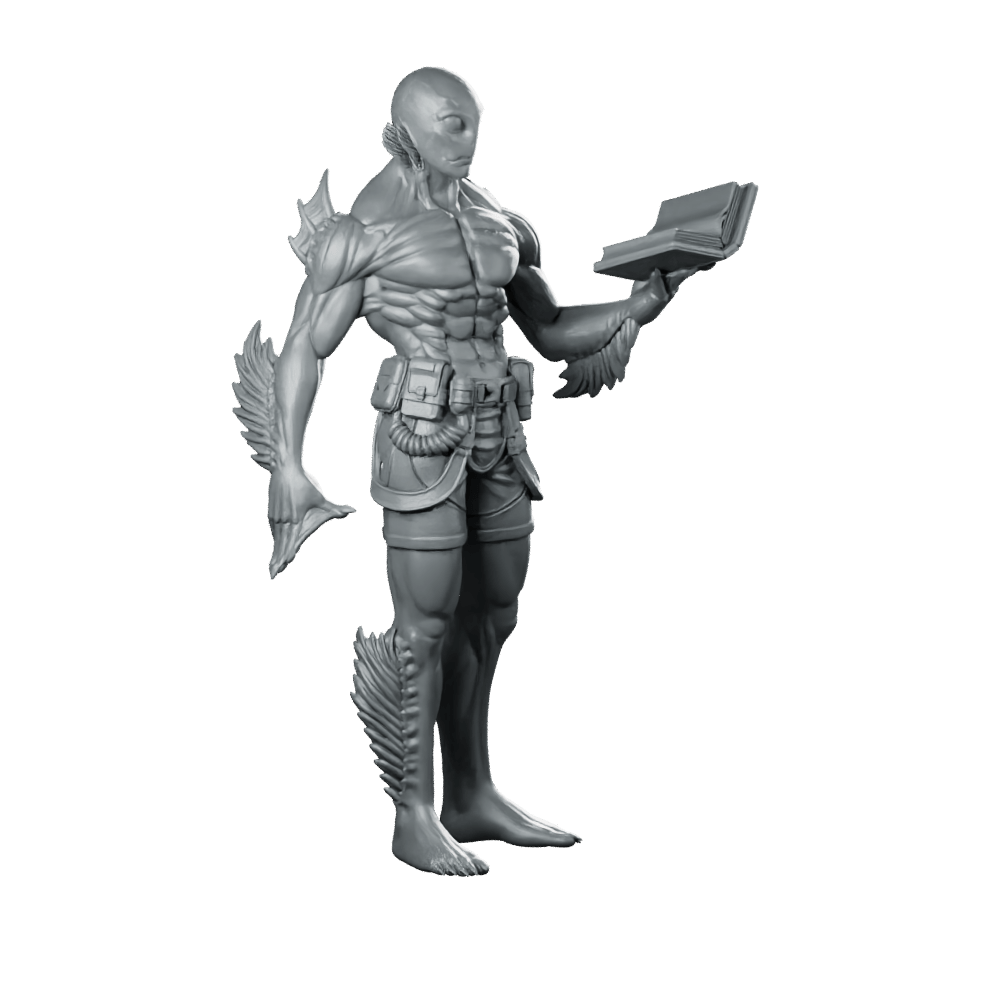 Humanoid Amphibious Man 2 Miniature Alien Guardian - Papsikels Miniatures - We Print Miniatures