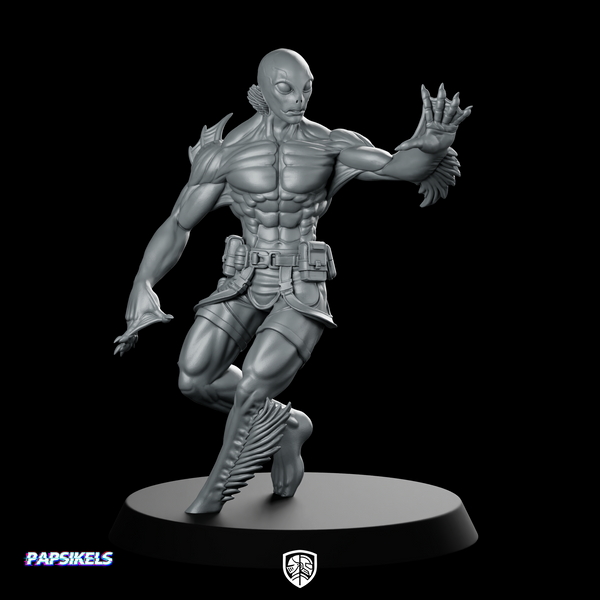 Humanoid Amphibious Man 3 Miniature Alien Warrior