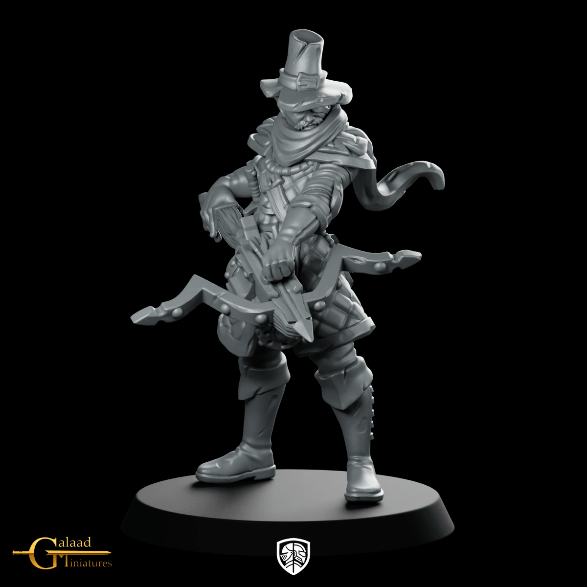 Hunter Miniature Crossbow Ranger Pilgrim Hat - Galaad - We Print Miniatures