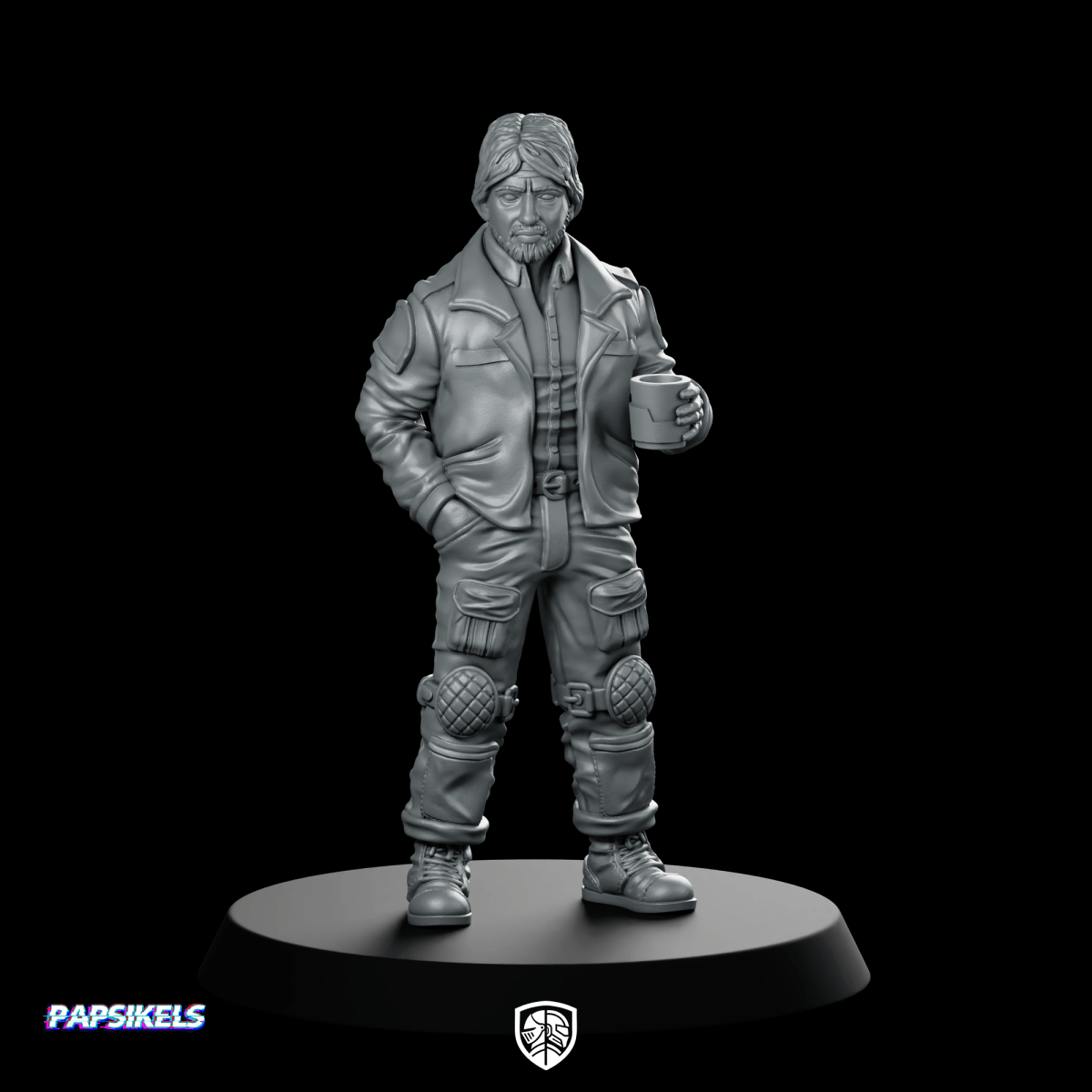 Hyperiox Space Captain Miniature Coffee Pilot Hero - Papsikels Miniatures - We Print Miniatures