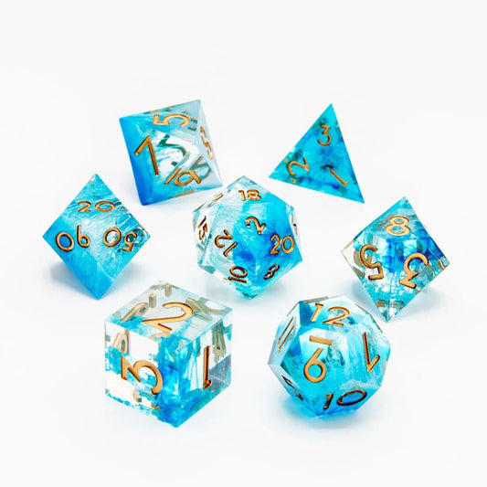 Icebound Fury | Sharp Edge Dice | 7 Piece Set - Tabletop Dominion - We Print Miniatures