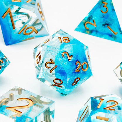 Icebound Fury | Sharp Edge Dice | 7 Piece Set - Tabletop Dominion - We Print Miniatures