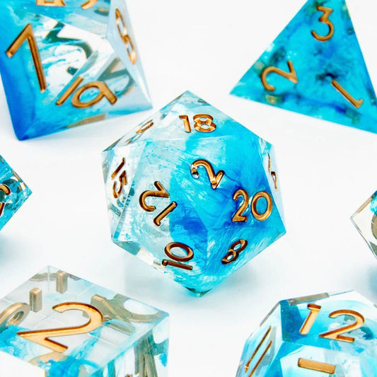 Icebound Fury | Sharp Edge Dice | 7 Piece Set - Tabletop Dominion - We Print Miniatures