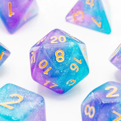 Icy Teal Twist | Acrylic Dice | 7 Piece Set - Tabletop Dominion - We Print Miniatures