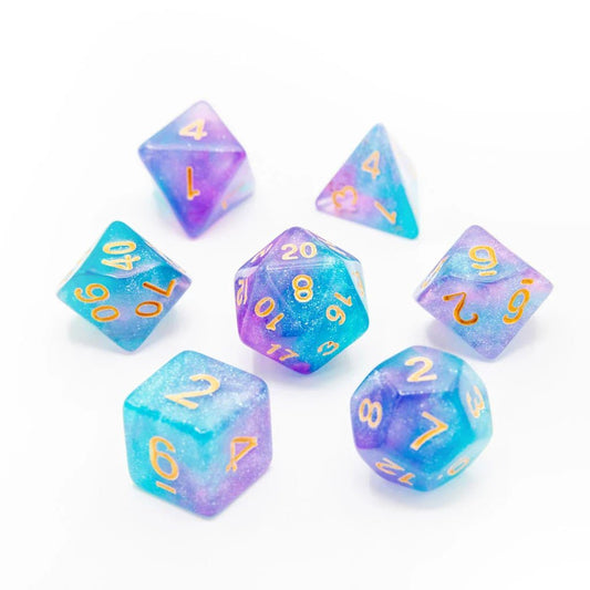 Icy Teal Twist | Acrylic Dice | 7 Piece Set - Tabletop Dominion - We Print Miniatures