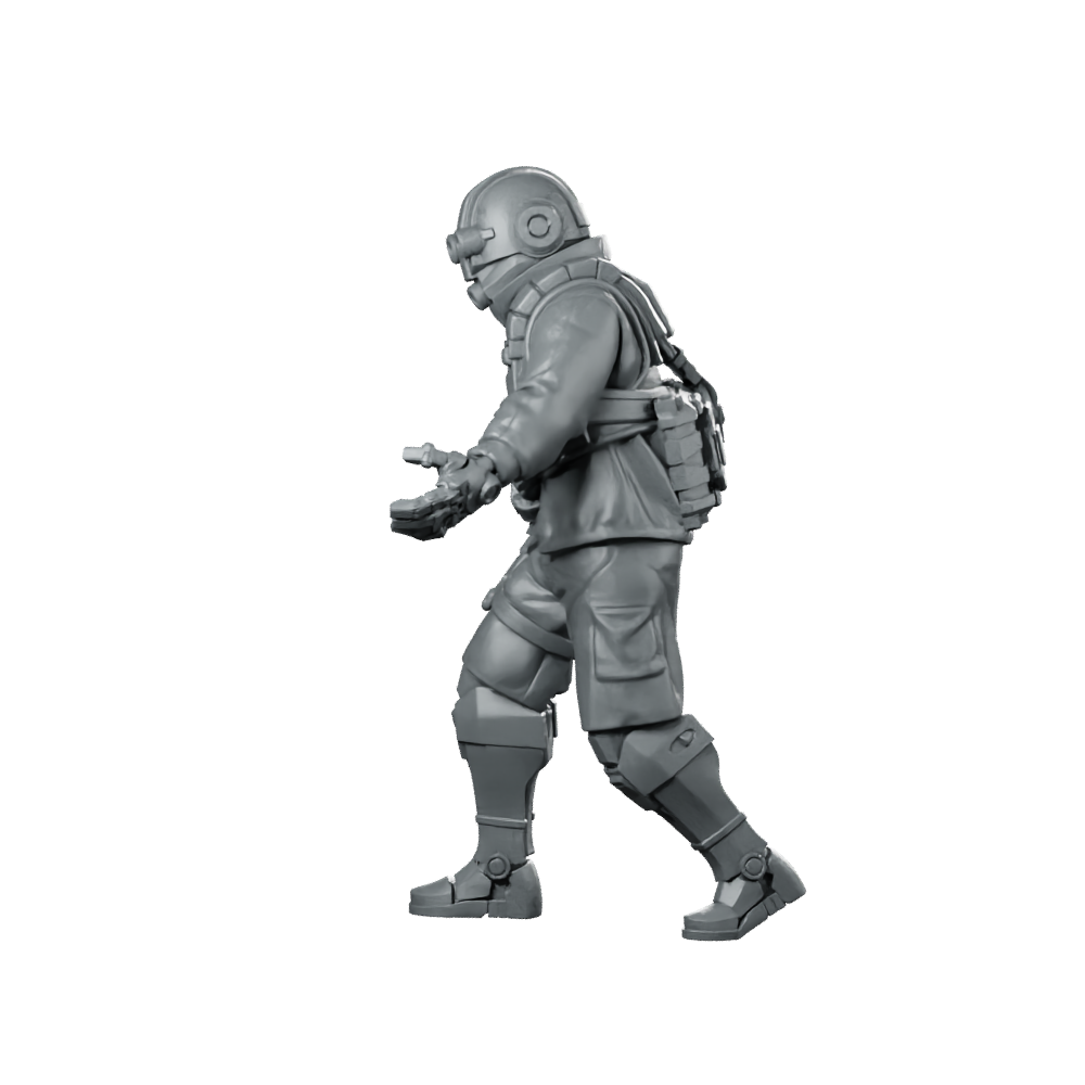 Ike Deadmeter Rowe v1 Miniature Cyberpunk Operative Miniature 360 Spin 01