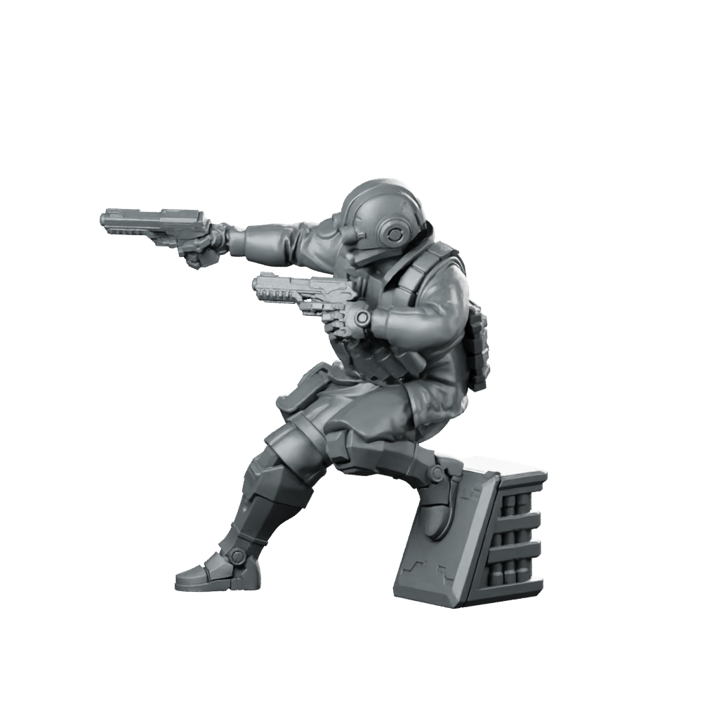 Ike Deadmeter Rowe v2 Miniature Cyberpunk Operative Miniature 360 Spin 01