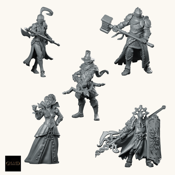 Galaad Knights & Adventurers Bundle | 5 Fantasy Resin Miniatures