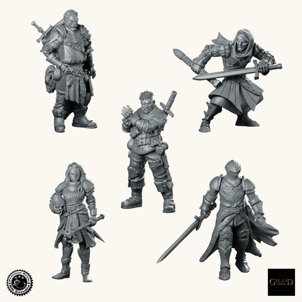 Armoured Warriors Bundle | 5 Fantasy Hero Resin Miniatures