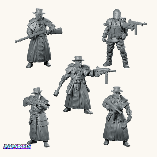 Plague Pilgrim Trench Soldiers Bundle | 5 Resin Miniatures by Papsikels