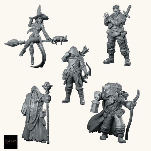 Fantasy Adventurers Bundle | 5 Resin Miniatures by Galaad