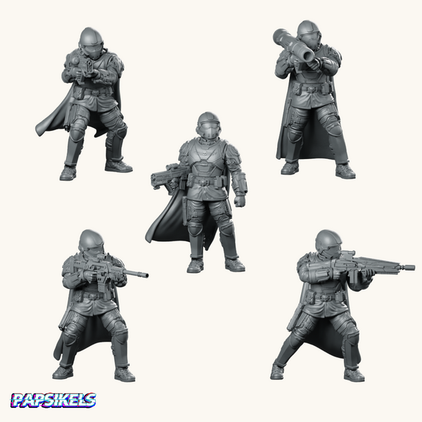 Democracy Helljumpers Bundle | 5 Sci-Fi Trooper Resin Miniatures by Papsikels
