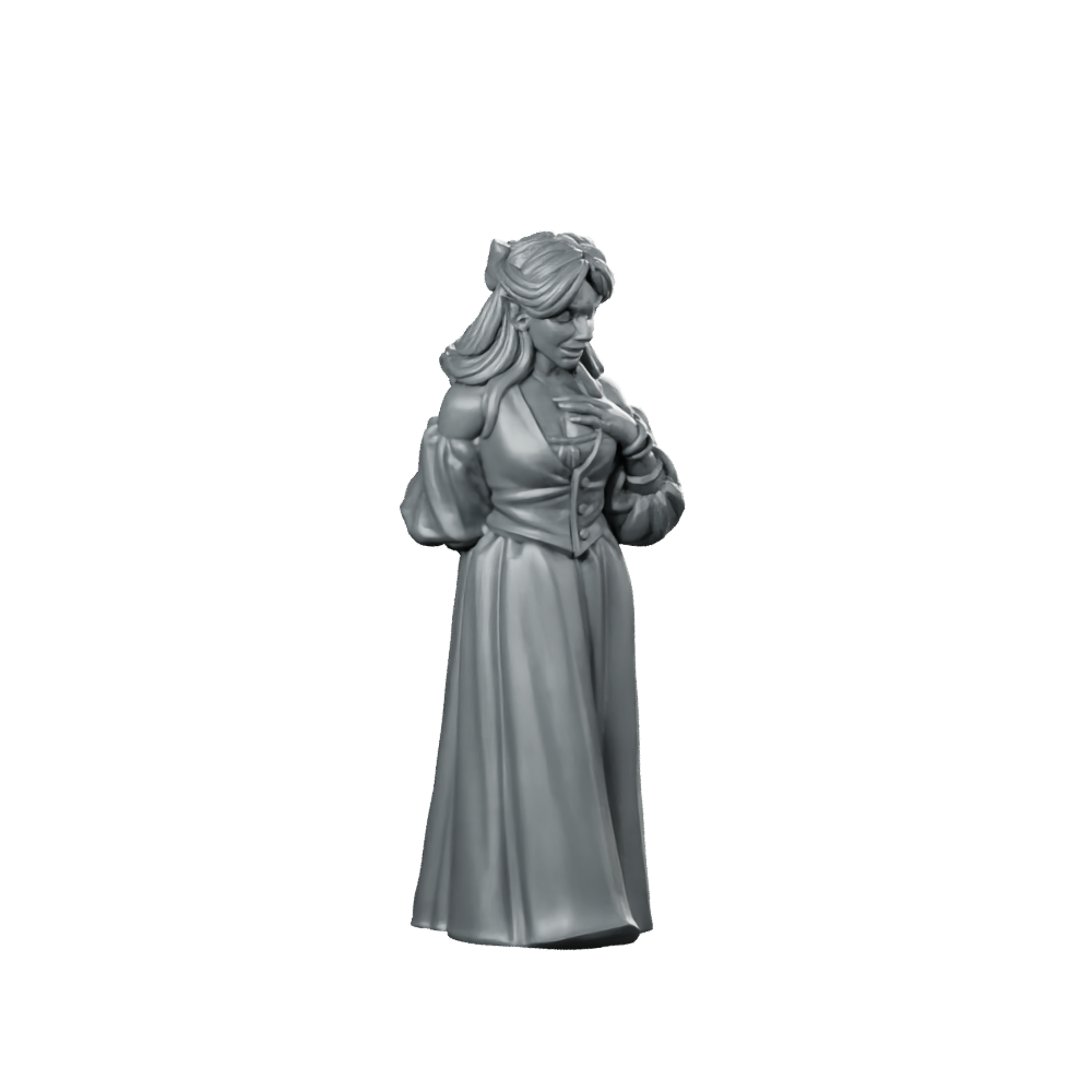 Innocent Lady Fantasy Miniature Noble Townsfolk NPC Miniature 360 Spin 01