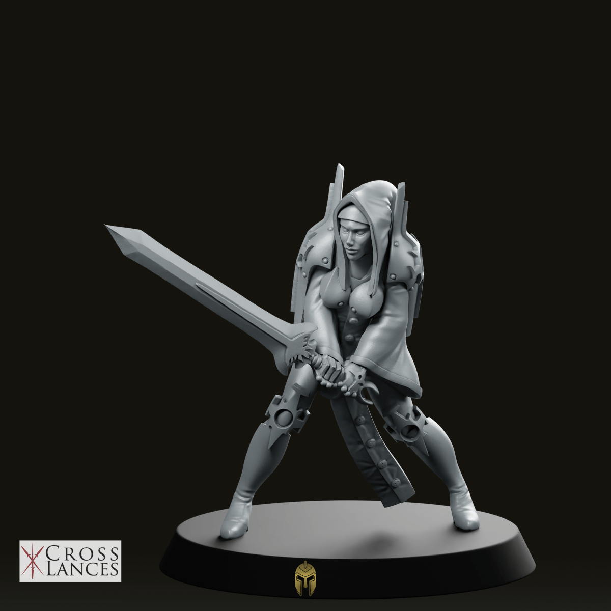 Inquisitress 2 Miniature - Cross Lances - We Print Miniatures