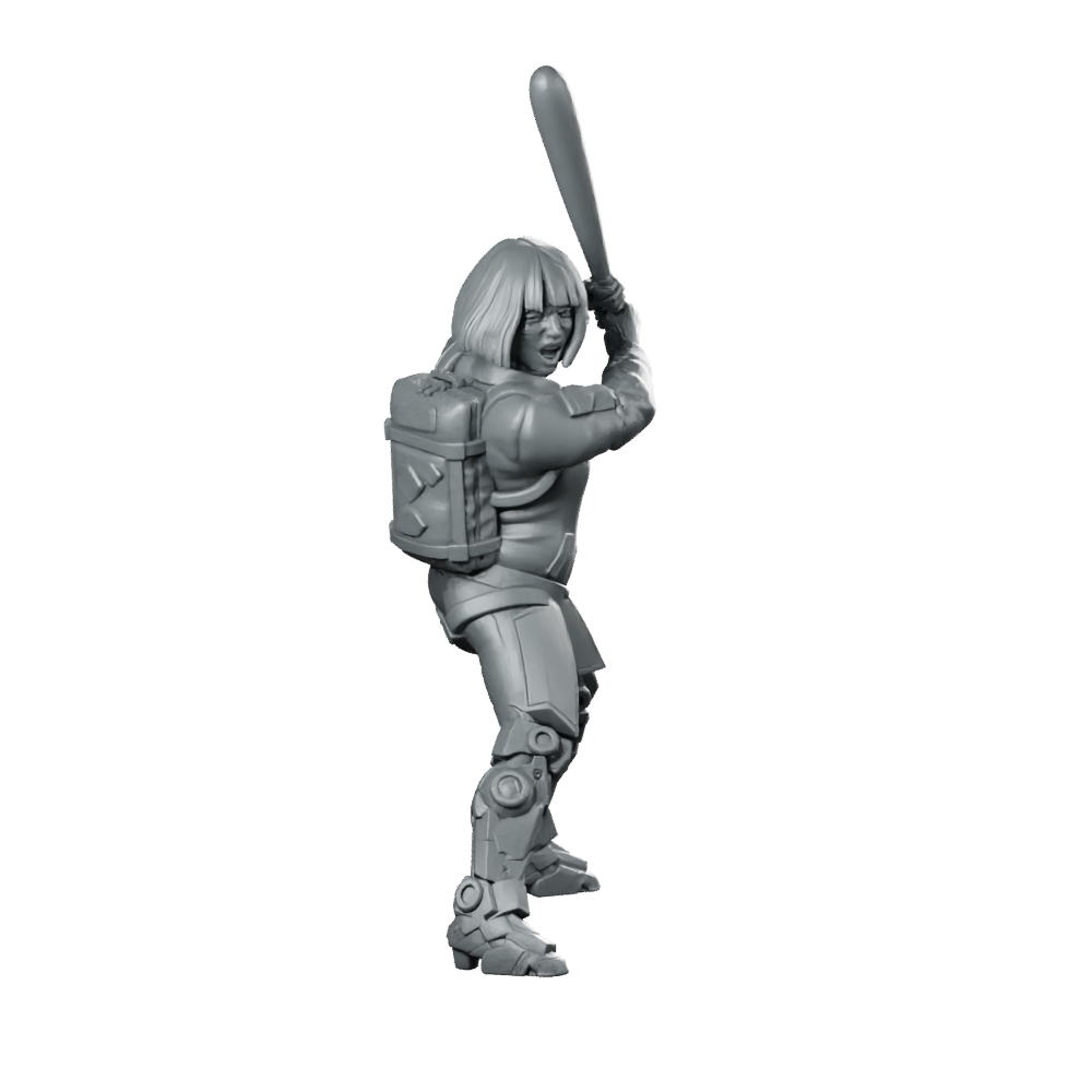 Iona Shard Drayke 02 Cyberpunk Miniature Bat-Wielding Miniature 360 Spin 01