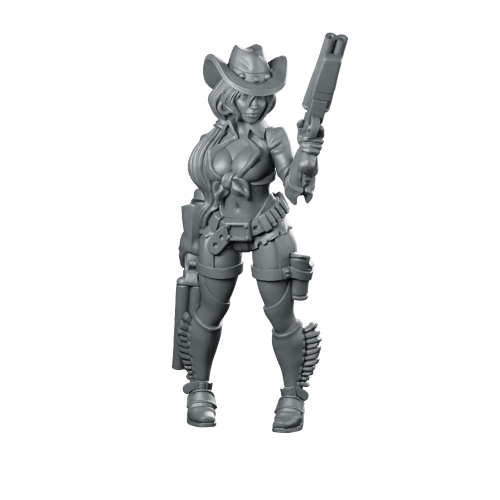 Western Irvina Cowgirl Miniature Wasteland Bounty Hunter Gunslinger Miniature 360 Spin 01