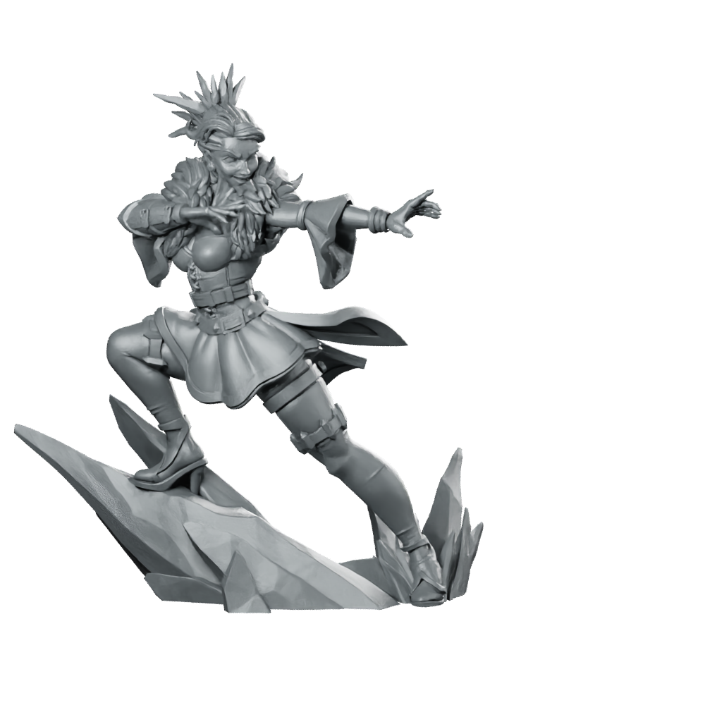 Isolde Ice Surfing Miniature Frost Sorceress Villain Miniature 360 Spin 01