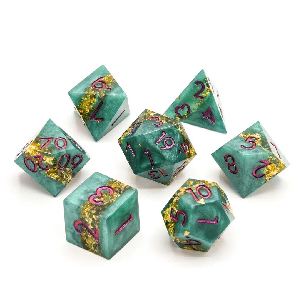 Jaded Turquoise | Sharp Edge Dice | 7 Piece Set - Tabletop Dominion - We Print Miniatures