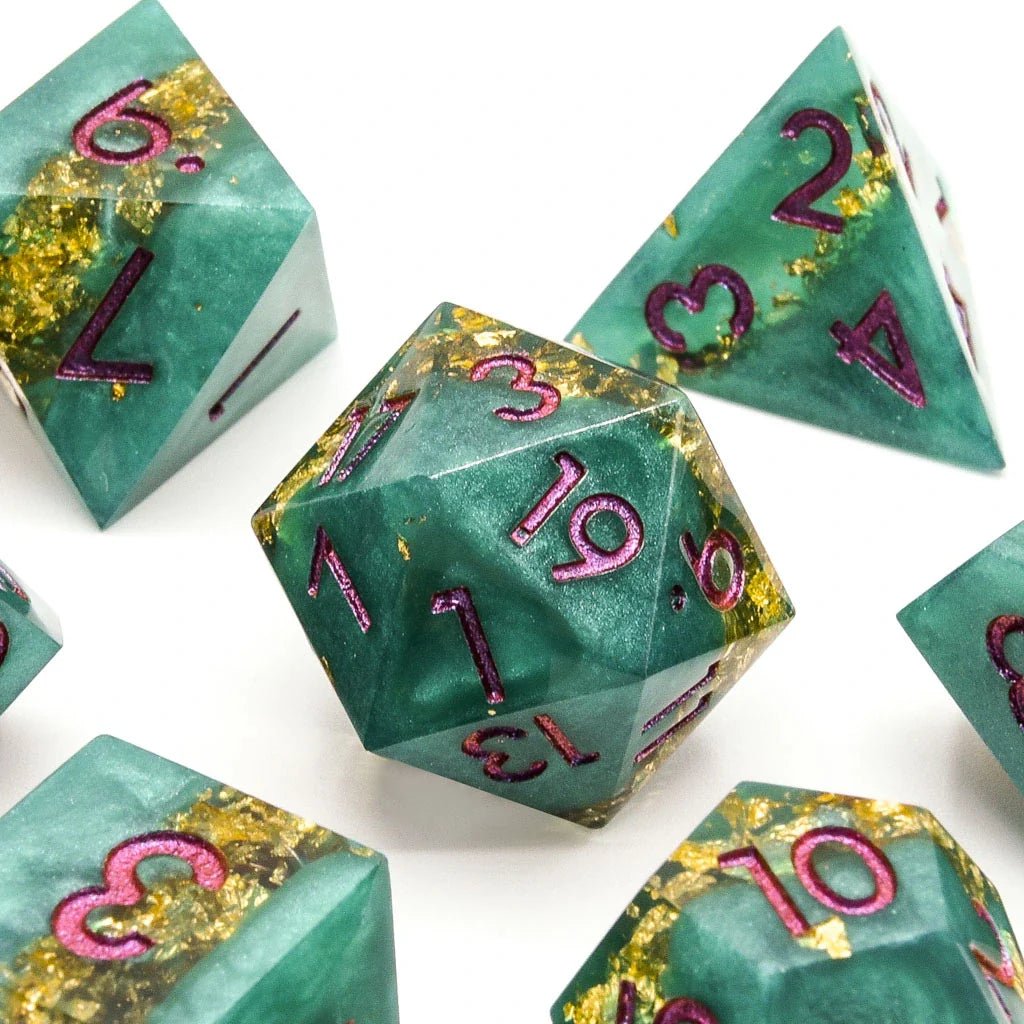 Jaded Turquoise | Sharp Edge Dice | 7 Piece Set - Tabletop Dominion - We Print Miniatures