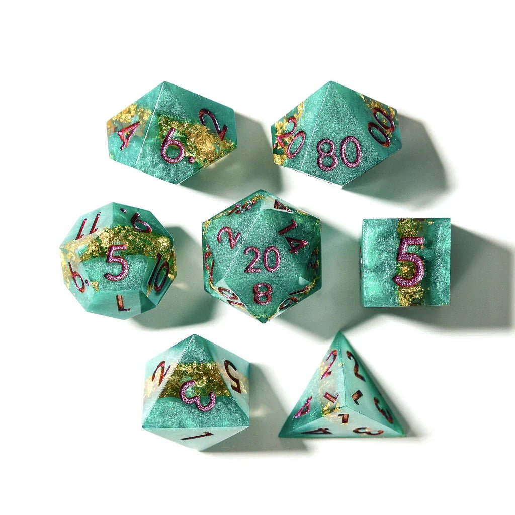 Jaded Turquoise | Sharp Edge Dice | 7 Piece Set - Tabletop Dominion - We Print Miniatures