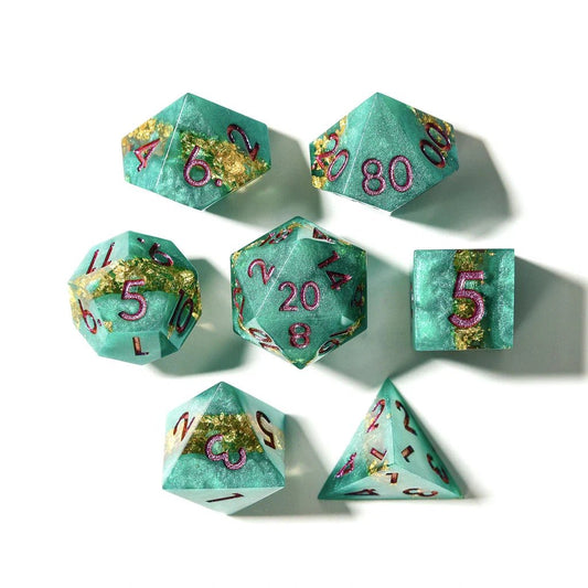 Jaded Turquoise | Sharp Edge Dice | 7 Piece Set - Tabletop Dominion - We Print Miniatures