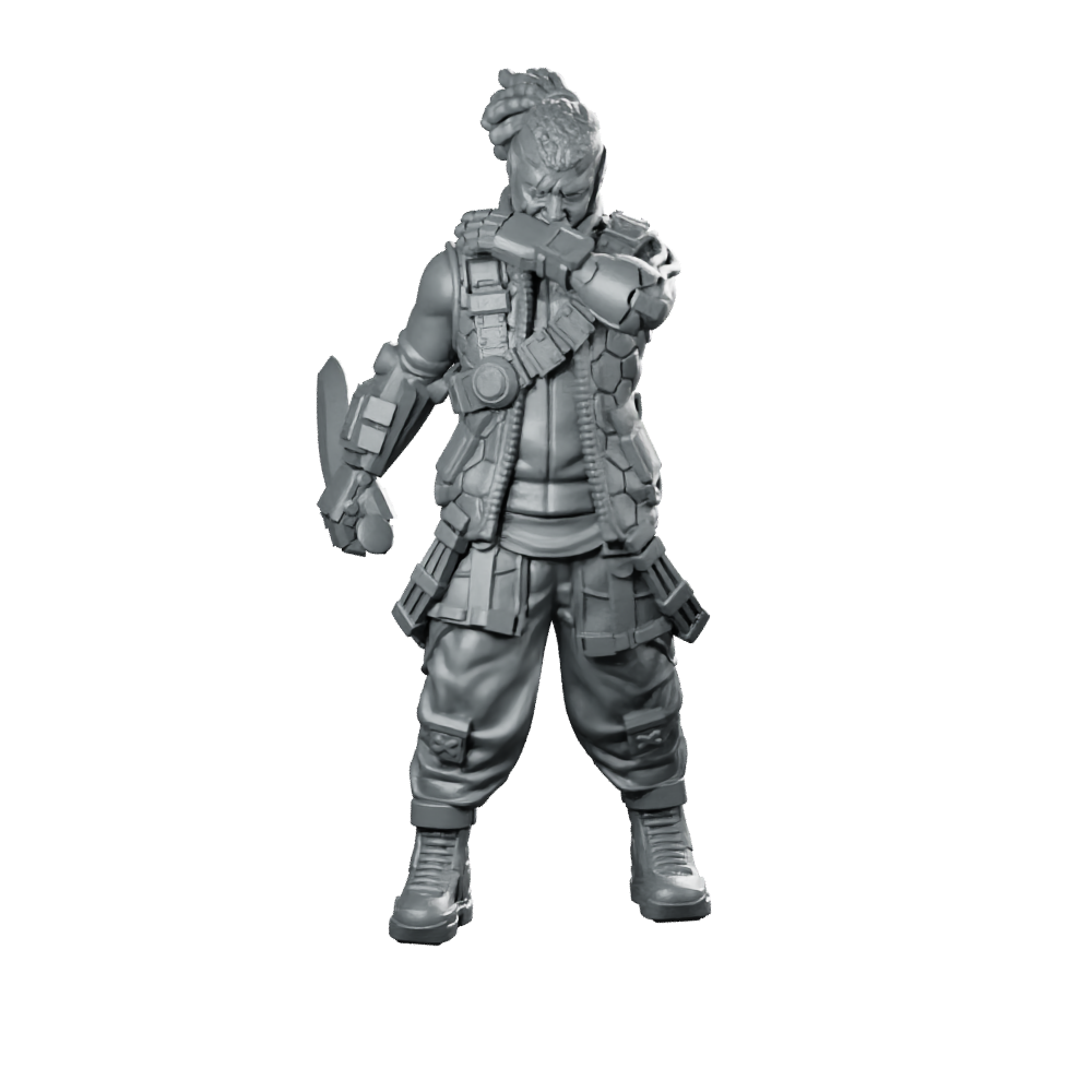Jahmal Thompson Ghostlight 1 Miniature Cyberpunk Survivor Operative Miniature 360 Spin 01