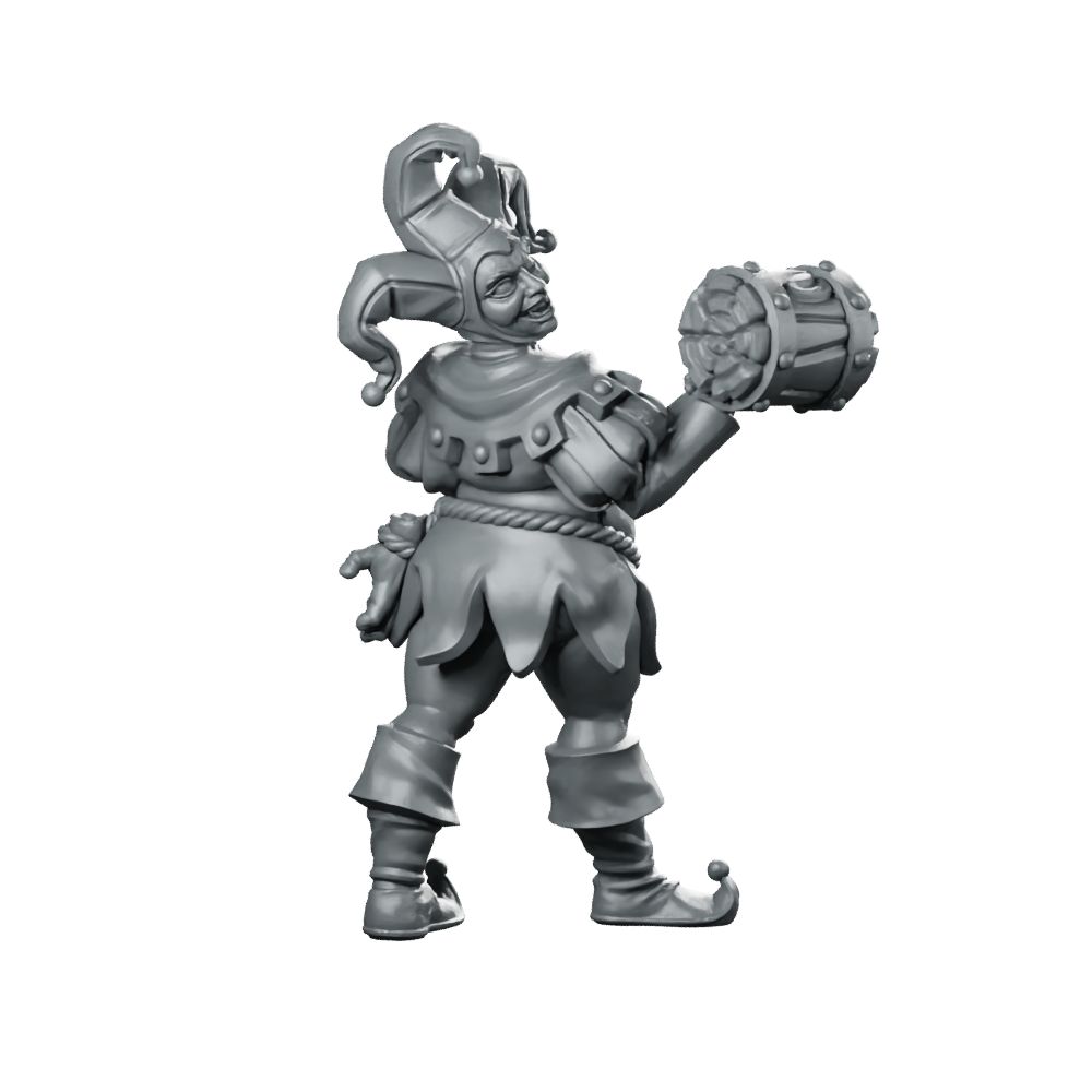 Jester 2 Fantasy Miniature Drummer Circus Bard Miniature 360 Spin 01