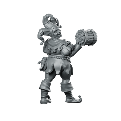 Jester 2 Fantasy Miniature Drummer Circus Bard Miniature 360 Spin 01