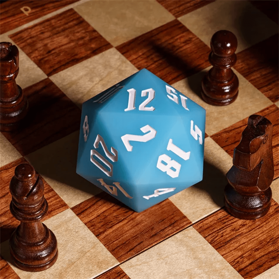 Jester's Bounce | 55mm Luminous D20 Silicone | Blue - Tabletop Dominion - We Print Miniatures