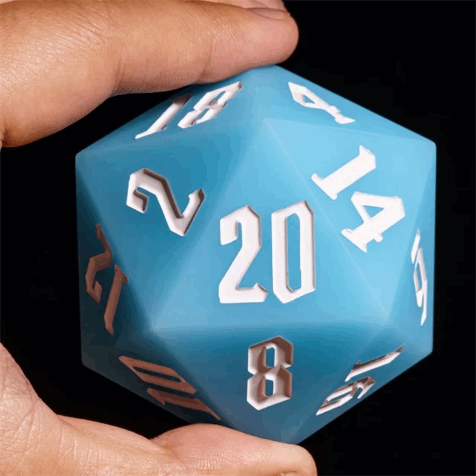 Jester's Bounce | 55mm Luminous D20 Silicone | Blue - Tabletop Dominion - We Print Miniatures