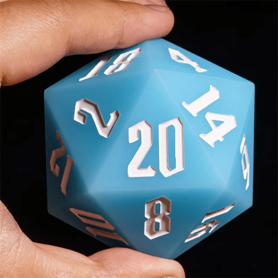 Jester's Bounce | 55mm Luminous D20 Silicone | Blue - Tabletop Dominion - We Print Miniatures