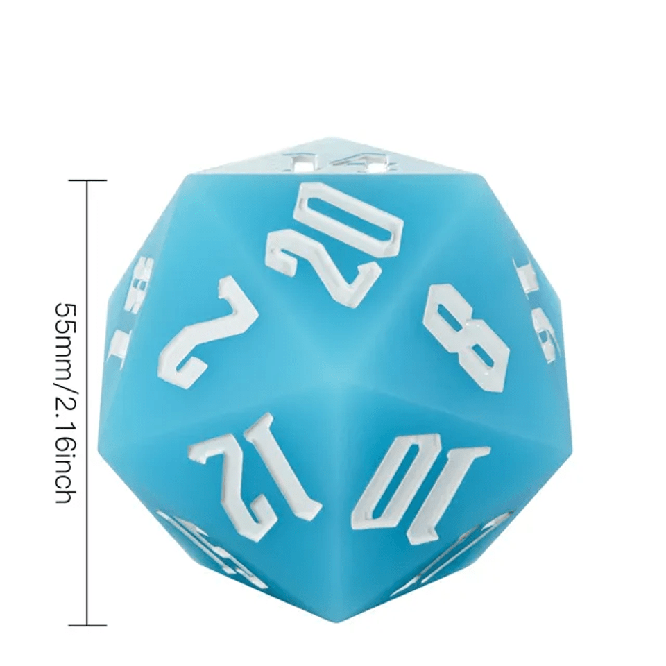 Jester's Bounce | 55mm Luminous D20 Silicone | Blue - Tabletop Dominion - We Print Miniatures