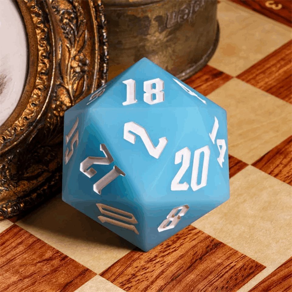 Jester's Bounce | 55mm Luminous D20 Silicone | Blue - Tabletop Dominion - We Print Miniatures