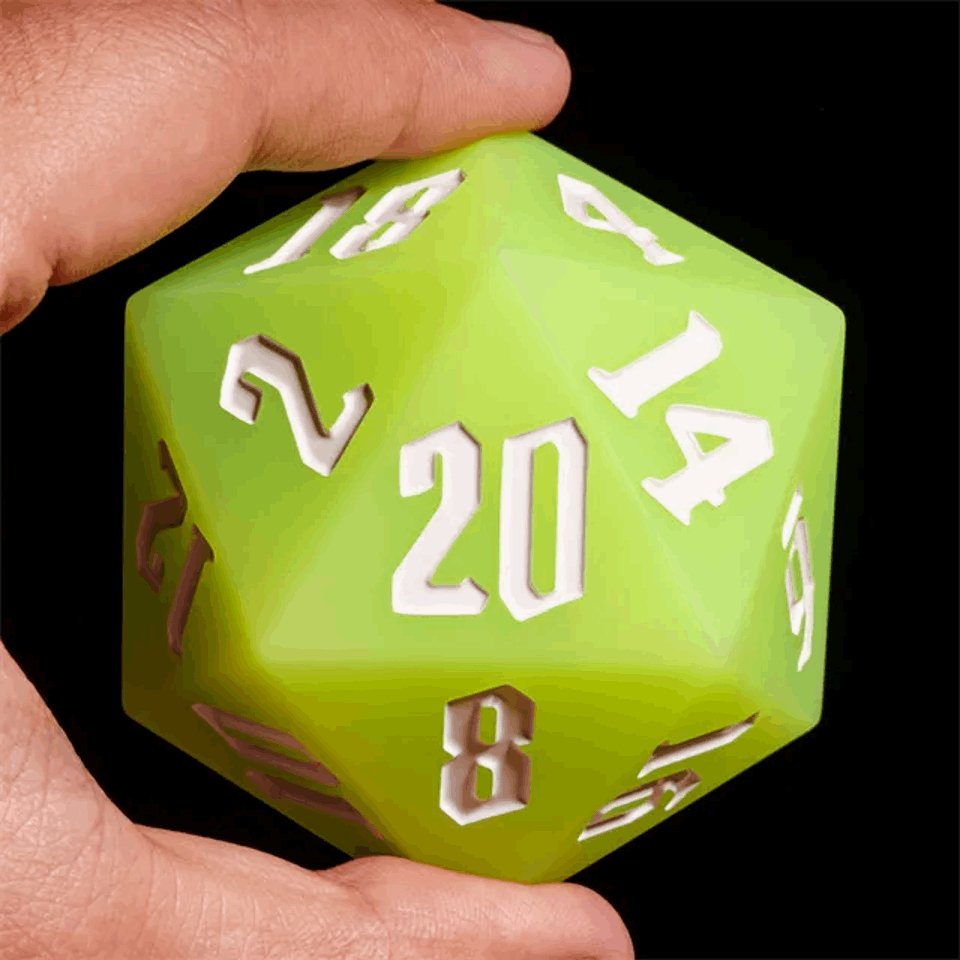 Jester's Bounce | 55mm Luminous D20 Silicone | Green - Tabletop Dominion - We Print Miniatures