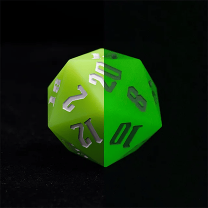 Jester's Bounce | 55mm Luminous D20 Silicone | Green - Tabletop Dominion - We Print Miniatures